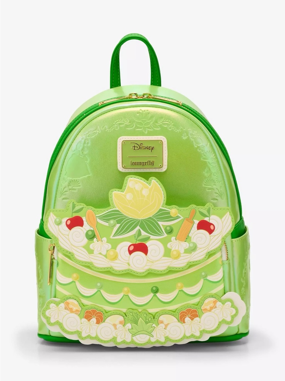 Loungefly Green Princess Tiana Floral & Dessert Patch Mini Backpack